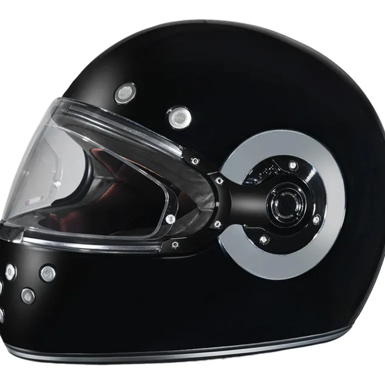 Daytona Retro Gloss Black Chrome Accents Helmet