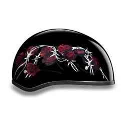 Daytona Skull Cap Helmet Barbed Roses