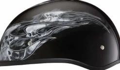 Daytona Skull Cap Helmet Skull Flames Silver