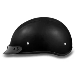 Daytona Skull Cap Helmet with Visor Leather Covered
