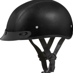 Daytona Skull Cap Helmet with Visor Leather Covered