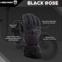 Highway 21 Black Rose Gloves