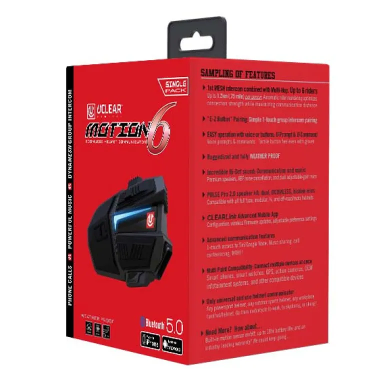 UCLEAR Motion 6 Bluetooth Helmet Audio System - Single Pack