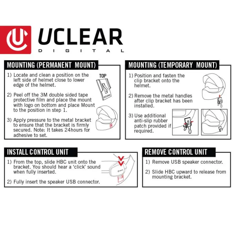UCLEAR Permanent Mounting Clip for Audio Systems